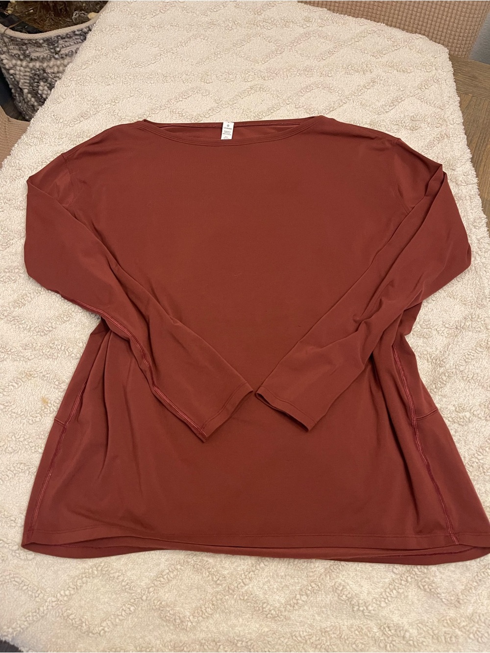 lululemon athletica Long Sleeve Boatneck Top - Rust Brown